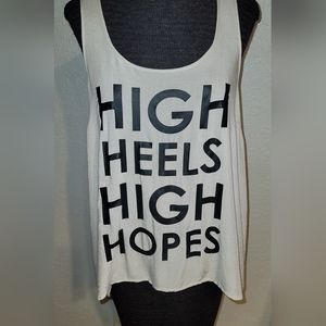 Racer back fun tank top great w/ jeans/shorts. Fun with attitude Size L